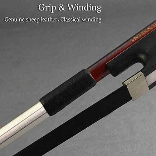 Black Horse Hair 4/4 Size Double Bass Bow French Model Clear Tone Vingobow 300Bfb 72.5Cm Brazilwood Stick Ebony Frog Straight Stick Smooth Tuner Easy Rosin Neat Works For High Level Student #TOP4
