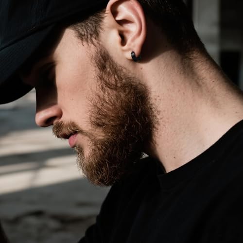 TGNEL Black Mens Titanium Hoop Earrings for Sensitive Ears, Classic Polished Small Titanium Huggie Earring for Men Women3