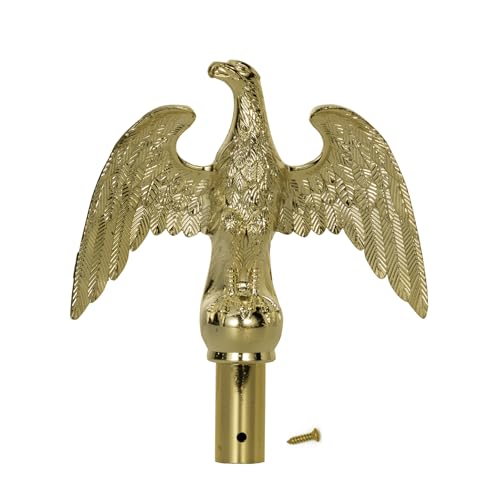 Frunke Gold Eagle Flagpole Finial Topper for Indoor Plastic Eagle Flag Pole Top Toppers Finials Head Ornament Replacement Screw for 1 inch Diameter Flagpoles