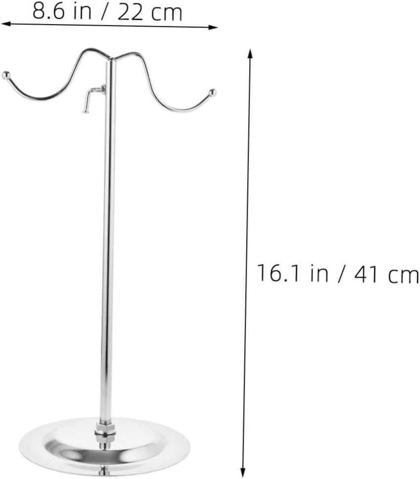 Hemoton Adjustable Metal Purse Holder Stand with Double Hooks, Stainless Steel Countertop Handbag Display Rack for Retail and Home Use, 3pcs Set, Suitable for Bags and Towels