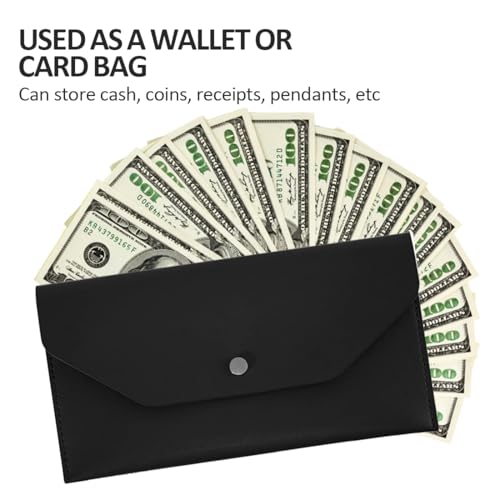 OUDQFCJ Geldumschläge aus Leder Geldscheine Aufbewahrung Umschläge Geldbörse Wiederverwendbare Geldumschlag Geldbeutel Budgetumschlag Schwarz Budget Portemonnaie für Reisen Männer Jungen