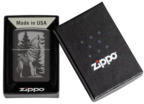 Encendedor Zippo Howling Wolf Negro Brillante miniatura 6