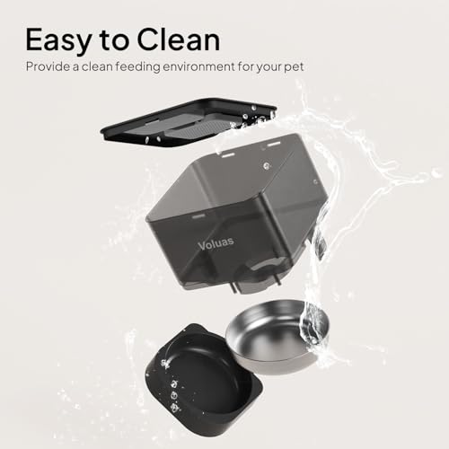 Image of VOLUAS Automatic Cat Feeder, 4L Timed Dry Food Dispenser for Cats & Dogs | Programmable Portion Control, Up to 4 Meals Daily, Dual Power Supply, Power-Off Memory, 10-Second Voice Recorder