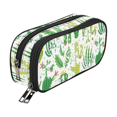 ANANGTEE Green Cactus Llama Pencil Case for Teen Girls Boys Alpaca 10x5