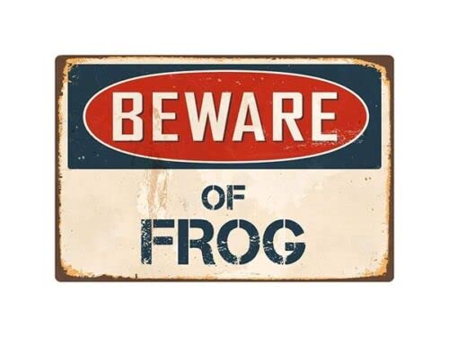 Beware Of Frog Metal Tin Sign Warning Sign Safety Signs Aluminum Sign For Alt Room Decor, Indoor & Outdoor Signs For Home, Office, Work 20x30cm