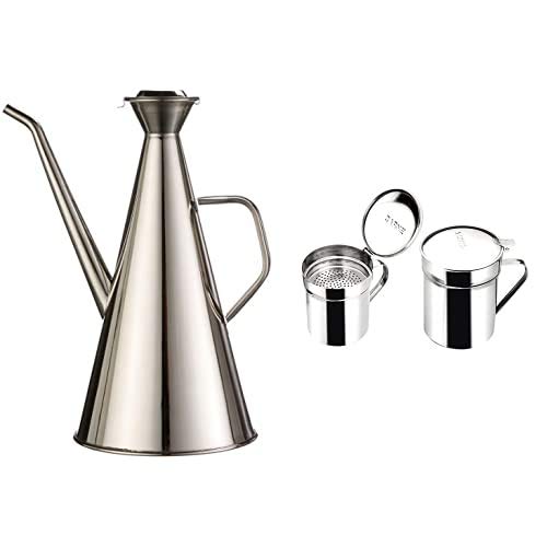Aceitera INOX Iberica 1 Lt y grasera 0,50 Lt IBILI 709710, juego de cocina de acero