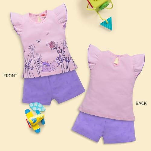 Image of LuvLap Baby Girls Regular Fit 100% Cotton Half Sleeves Girls Top CoSet Pack of 3