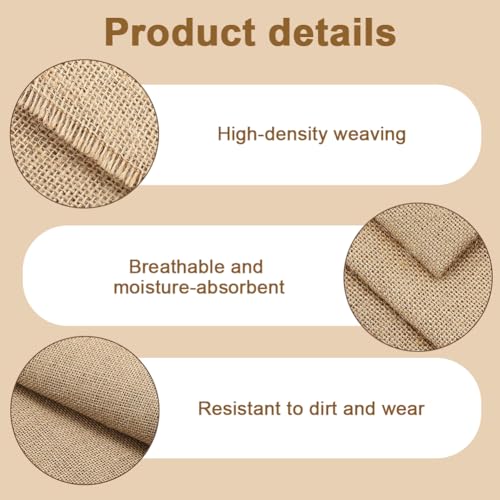RANJIMA 200 x 160 cm Jute Stoff Meterware, Natur Jute Gewebe Jutestoff,jute-Zuschnitt Stoff zum Nähen Basteln,Natürlicher Stoff Gartenjute Dekostoff für Haus,Garten,Polster Dekorationen,DIY Projekte