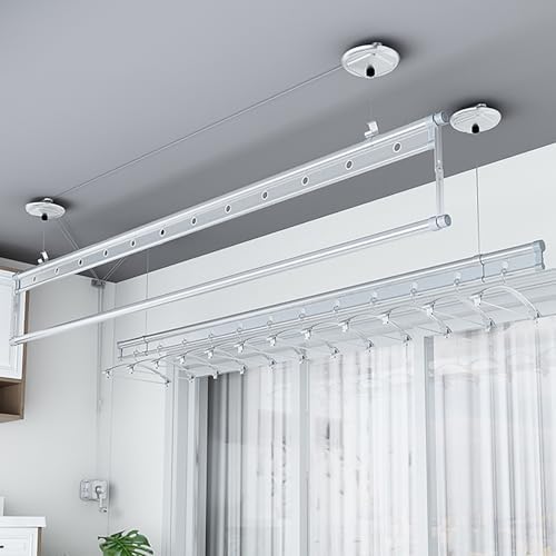 Ceiling Mounted Clothes Drying Rack with Hand Crank, Space-Saving Indoor & Balcony Clothes Dryer, Adjustable Height, Durable & Easy to Install, Perfect for Home Use