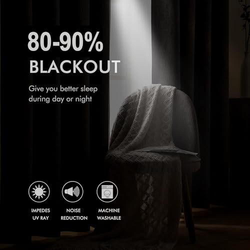 Image of Cortina 80-90% Blackout Solid Window Curtains 5 Feet Set of 2 - Thermal Insulated | Curtain for Living Room | Drapes for Bedroom | (5 Feet, Brown)