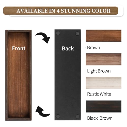 Hanobe Rustic Wooden Decorative Serving Tray, Brown, Rectangular, 16in x 4.7in x 1.7in