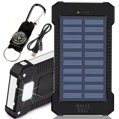 Batería Externa Carga Rápida 20000mAh con Panel Solar y Linterna ...