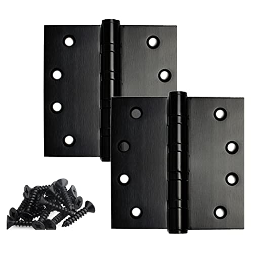 Stainless Steel Door Hinge Ball Bearing Nrp, Heavy Duty Inner And Outer Door Hardware For Left And Right Doors, 4" (101Mm) X 4" (101Mm) Door Hinge, Door Hinge 2 Pack (Black) #TOP6