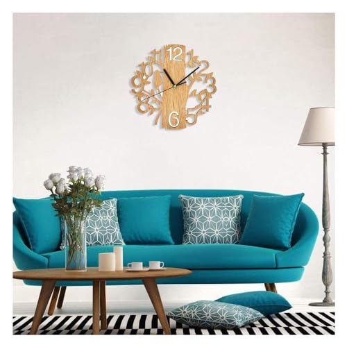 壁掛け時計 木製 シンプル おしゃれ かわいい ローマ様式 静音 連続秒針 北欧 インテリア デザイン ウォールクロック レトロ 大文字 ローマ数字 プレゼント（ブラウン） [3]