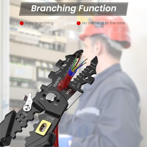 Image of HUPLA 25-in-1 Wire Stripper Pliers for Electricians | Heavy Duty Crimping, Cutting & Bolt Cutter Tool | Carbon Steel Multi-Function Hand Tool