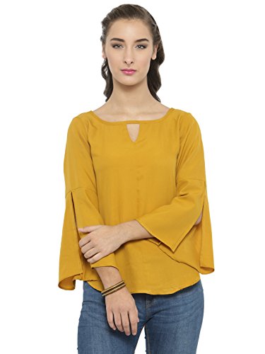 Image of Enchanted Drapes Womens' Mustard Yellow Crepe Top