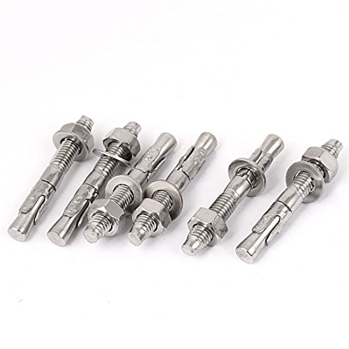 Aexit M8 Thread Anchors 304 Stainless Steel Car Repair Gecko Expansion Bolt Screw 60mm Expansion Anchors Long 6pcs