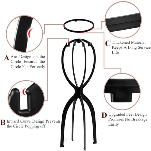3 Stück Perückenständer, Perückenkopf, Wig Stand, Wig Head, Perückenhalter, Perrückenkopfe, Perrückenkopfhalter, Hutständer, Perückenkopf mit Ständer, Perücken Zubehör, Ideal zum Trocknen der Perücke