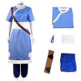 PDEGPK Movie katara Cosplay Zuko Costume Full Set Halloween Outfit Katara Suit Christmas(katara-blue,xxxl)