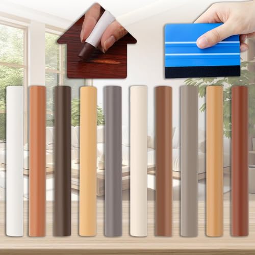 Brateuanoii 10 Colores Cera Reparación Madera, Kit Reparacion Suelo Laminado, Varillas De Reparación De Madera, Varillas De Relleno De Cera Para Reparación De Madera, Para Muebles De Madera, Guitarra