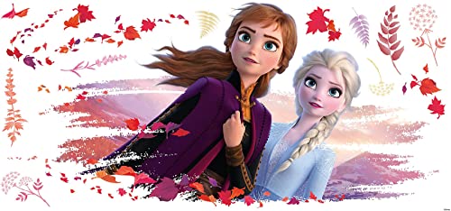 Sticker Géant Repositionnable Disney la Reine des Neiges 2 Elsa et Anna, Violet, Orange, Rouge, 3.96 cm. 6.43 cm x 44.7 cm. 87.99 cm
