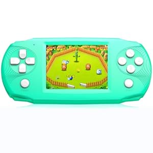 16 Bit Handheld Game Toys for Kids,3.2” IPS HD Big Screen,Built in 100 Video Games,Boys Girls Portable Rechargeable Gaming Device,Children’s Party Easter Birthday Xmas Gift (Cyan)