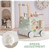 ROBOTIME Baby Walker Push Toy, Adjustable Height & Speed, Prevents Bow Legs, Spring Garden Activity Center with Clock, Shape Sorter, Play Kitchen, and Sink, Ideal Toddler Walking Toy for 10+ Months