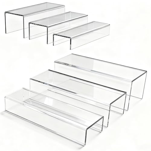MerryNine Lot de 6 présentoirs rectangulaires en acrylique transparent de 21,8 cm de long pour cupcakes, figurines, cosmétiques, vente au détail, vitrine de chaussures, objets de collection