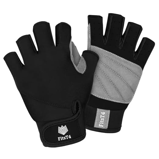 FitsT4 Sports Half Finger Padded Palm Gloves for Diving, Sailing, Jet Skiing, Stand-UP Boarding, Kayaking and Water Skiing, Suitable for Men&Women&Youth Black XL