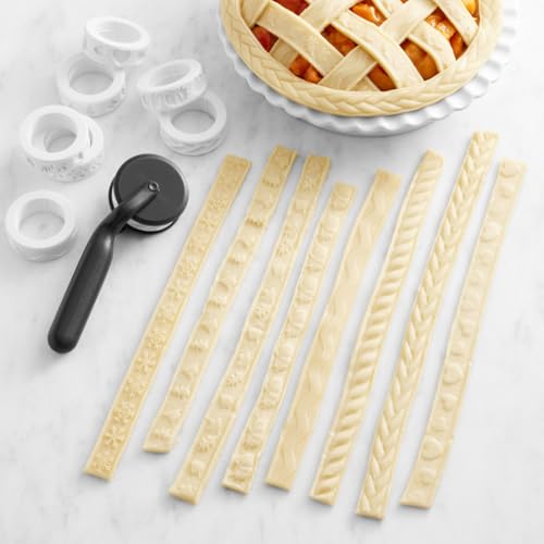KoovDem Interchangeable Rolling Pastry Cutter Set, 7 Decorative Wheels with Embossers for Pie Crust, Lattice, Pizza, Cookie, Biscuit Decorating, DIY Baking Tools