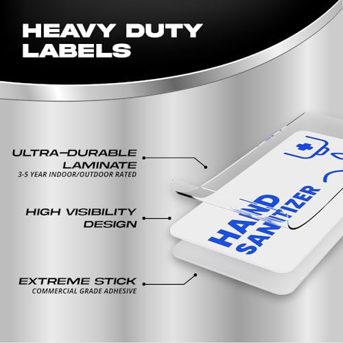 Image of Commercial Hand Sanitizer Sticker | Hand Sanitizer Dispenser Sticker Label | Modern Design | for Commercial Business, Office | Waterproof, Ultra-Durable - USA Made (2x1 inch), 20 Labels