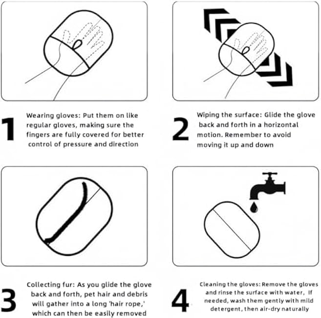 Double-Sided Pet Hair Removal Gloves - Electrostatic Grooming Gloves for Dogs & Cats, Reusable Fur Removal Gloves for Furniture, Couch, Carpet, Clothing & Car Seats-uKHZfJV4