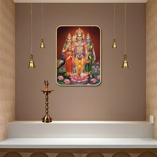 Image of SAF Lord Ram Darbar Wall Art with Table Top Stand & Wall Hanging Hole | Premium MDF Religious Painting for Mandir Home Office Pooja Decor