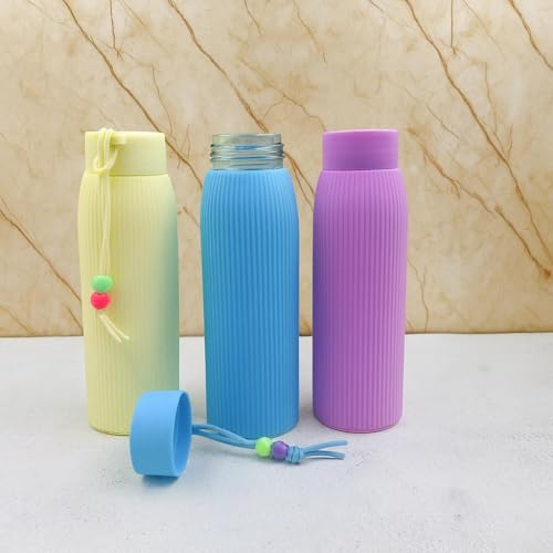 Image of FLUFIES Premium 330ml Double Wall Mini Glass Bottle Combo | Leakproof & Reusable Bottles for School, Office & Travel (Pack of 2)