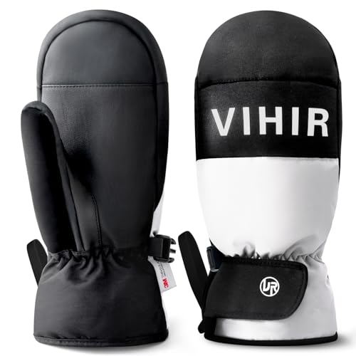 Vihir Guantes de Esquí para Hombre y Mujer, Guantes de Invierno Impermeable Pantalla Táctil 3M Thinsulate Antideslizantes, Guantes Calientes para Snowboard Invierno Bicicleta Correr al Aire Libre