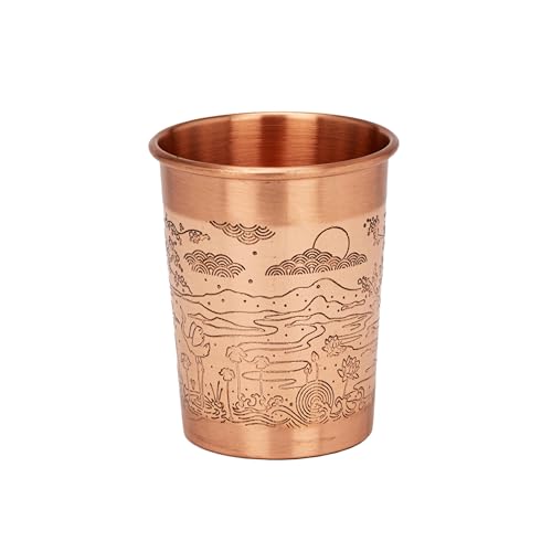 NKlaus Paradies 16149 - Vaso de cobre puro (100%) hecho a mano Ayurvédico con grabado (300 ml)