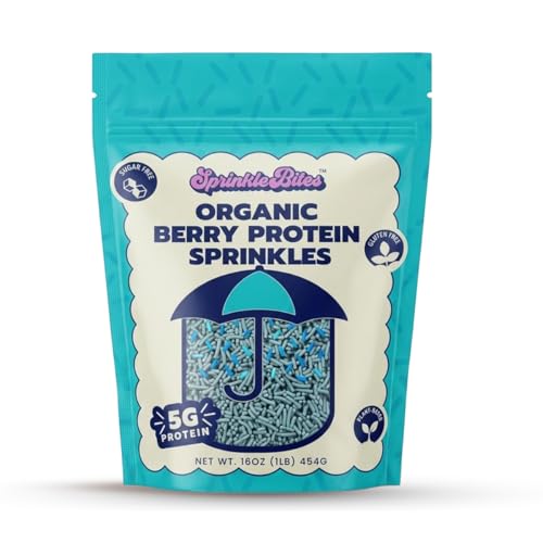 Sprinkle Bites Berry Sprinkles, 1 lb (16 oz) – Plant-Based Protein Sprinkles for Baking & Cookie Decorating – Natural Fruit-Flavored Dessert Topping, Vegan & Clean Ingredients