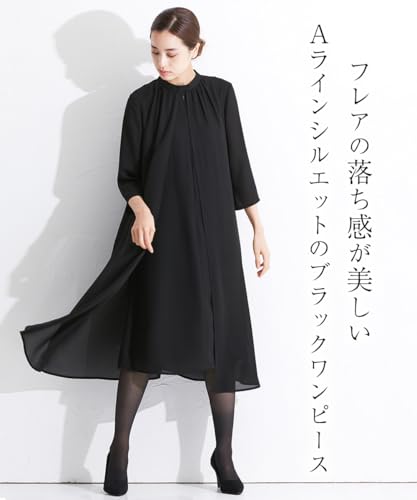 [ニッセン] 【喪服・礼服】＜Callarus＞日本製生地使用洗える防しわ前開きスタンドカラーデザインワンピース＜大きいサイズ有＞ 4枚目