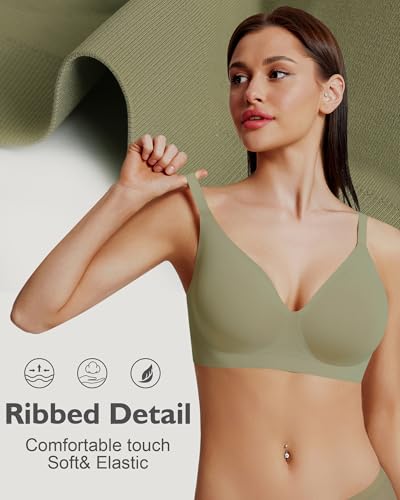 Image of HORISUN Seamless Bras Full Coverage V Neck Push Up Wireless Bras for Women