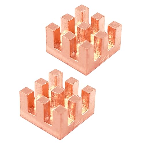 Haojiaho Copper HeatSink 10 x 10 x 6 mm with Thermally Conductive Adhesive Tape, Anti - thermal Runaway, Pure Copper Heat Sink for CPU IC Chip, Circuit Board, Precision Equipment Cooling, 2PCS