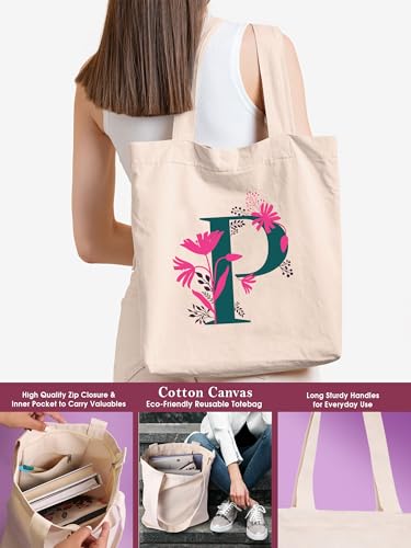 Image of DOODLE Monogram P Diary Gift Set with Tote Bag and Pouch | B6 Soft Bound Ruled Notebook | Stationery Gift Set for Women