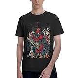 Voltes Manga V Shirt Pure Cotton Short Sleeved Round Neck Mens' Casual Daily Sport Tops Black 6X-Large