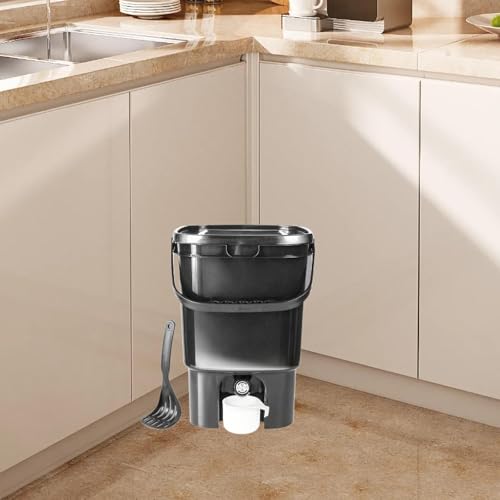 Dualoai Kitchen Waste Compost Bucket Food Waste Compost Bin Fermentation Barrel for Orchard, Black - Image 3