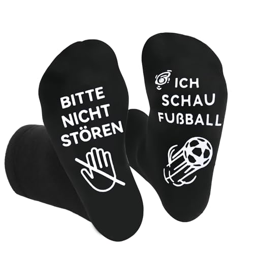 Aitsite Lustige Socken Fussball Geschenke Socken mit Spruch BITTE NICHT STÖREN ICH SCHAU FUßBALL für Fußball Geschenke Männer Damen Jungen Fußballliebhaber