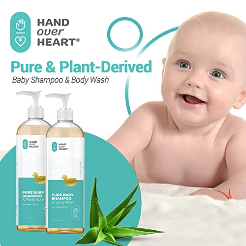 Hand Over Heart Plant Derived Baby Shampoo And Body Wash - Hypoallergenic Bath Soap - Tear Free, Mild And Gentle For Baby's Sensitive Skin - Cleans, Moisturizes And Soothes, Calming Relaxing Scent #TOP1