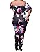 AMZ PLUS Sexy High Waist Plus Size Off Shoulder Floral Romper Jumpsuits for Women Black 2XL