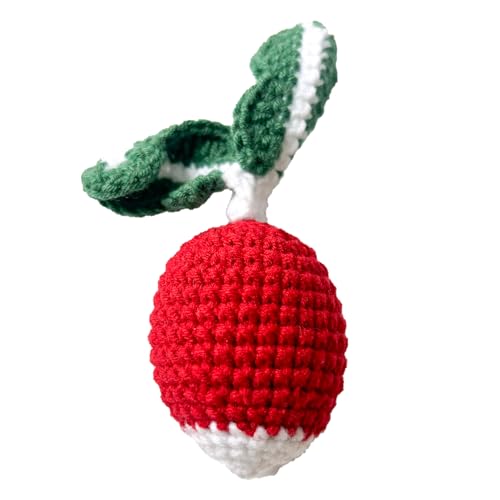 Image of Chippi & Co Crochet Baby Rattle, Crochet Baby Toys, Stuffed Baby Doll, Organic Wooden Newborn Toys, Knitted Stuffed Animals for Babies Boy, Girl, Montessori Toys, Mom To Be Gifts (Radish)