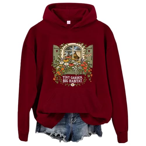 MCNQBY Tiny Garden Big Habitat Sweatshirt Wildflower Gardener Nature Hoodie