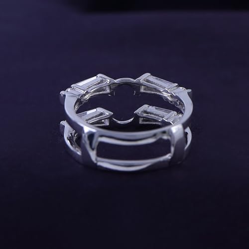 AFFY 3/4 Carat Tapered & Round White Cubic Zirconia Enhancer Guard Ring In 14k Gold Over Sterling Silver (0.75 Cttw), Gift For Her4