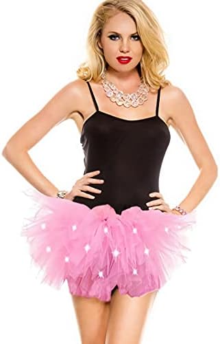 Adult Tutu Skirt,Tulle Tutu Skirt for Women with LED Neon 5 Layers Tulle Ballet Skirts for Party Dance